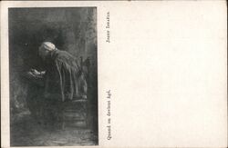 Old Woman Reading, "Quand on devient âgé" Postcard