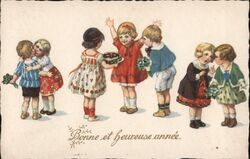 Bonne et heureuse année - Happy New Year Children Postcard