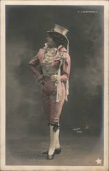 Lacroix, Woman in Pink Suit and Top Hat Postcard