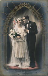 Voeux de Bonheur - Wedding Couple Postcard