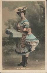 Miss Sadie Wale Holding a Box Labeled "Sophie" Postcard