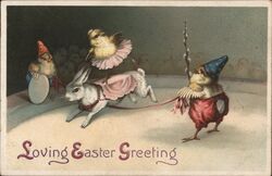 Easter Chicks Circus with Rabbit With Chicks Postcard Postcard Postcard