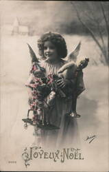 Angel Girl with Christmas Toys, Joyeux Noël Irosa Postcard Postcard Postcard