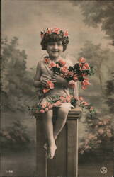 Angel Child with Roses, Postcard Postcard