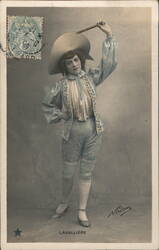 Lavallier, Woman in Theatrical Costume with Spyglass Postcard