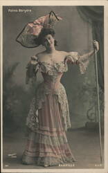 Folies Bergère Woman with Large Hat and Cane Postcard