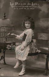 Le Pinson de Lili, Girl with Bird in Cage Postcard