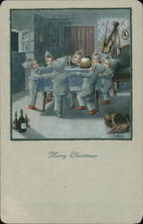 Merry Christmas Elves Ring Around the Rosie Postcard