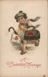 A Valentine Message, Cupid Postcard, 1926 Postcard