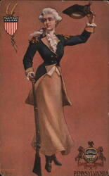 Woman in Revolutionary War Uniform Postcard