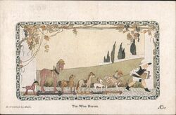 The Wise Horses, Boy with Toy Horses on Wheels Postcard