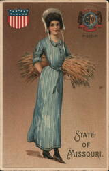 Missouri State Girl with Wheat, Postcard Postcard