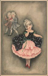 Primus Postcard, Girl in Pink Dress, Two Children in Background Postcard