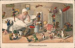 Mitternachtzauber, Midnight Magic, Baby in crib, Toys Postcard