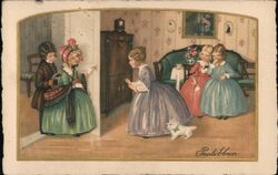 Antique Postcard - Children's Tea Party, Girl Arriving Postcard