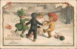 Children in Costumes Ring Around the Rosie New Year Postcard Postcard