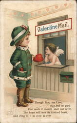 Valentine Mail Postcard, Child Mailing a Heart to Cupid Ellen Clapsaddle Postcard Postcard