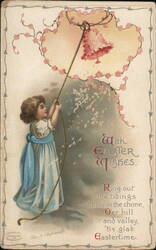 Little Girl with Easter Basket Balloon With Children Ellen Clapsaddle Postcard Postcard Postcard