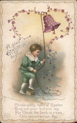 Boy with Easter Bells, Vintage Postcard Postcard