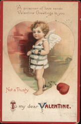 Prisoner of Love Valentine Greetings Postcard 1914 Postcard