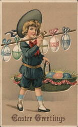 Boy with Easter Eggs, Postcard 1912 Postcard