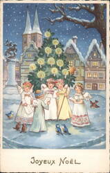 Five Angels Singing Carols at Christmas Postcard