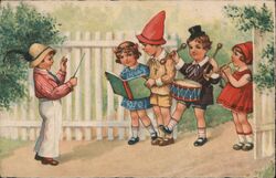 Children Playing Musical Instruments, Dutch Postcard Postcard