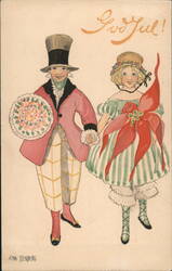 God Jul! Children in Festive Costumes Aina Stenberg Postcard Postcard Postcard