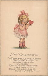 My Valentine Little Girl with Heart Postcard