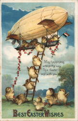 Easter Chicks with Zeppelin, Best Easter Wishes Postcard