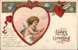 Cupid Valentine Cherub Angel Heart Forget Me Nots Postcard