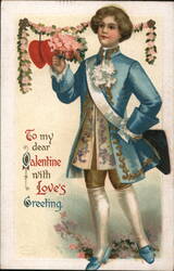 Boy in Page Costume, Valentine Greeting Postcard