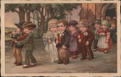 Children's Wedding Procession Postcard