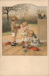 Three Children with Toys, Easter Postcard Postcard