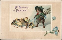 All Happiness for Easter, Girl with Chicks Postcard