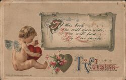 1912 Valentine Postcard, Cupid with Heart, To My Valentine Samuel L. Schmucker Postcard Postcard