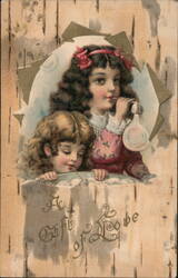 Two Girls Blowing Bubbles, A Gift of Love Postcard