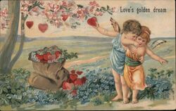 Love's Golden Dream, Cherubs with Hearts Postcard