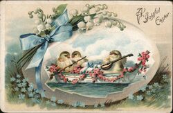 Chicks in a Boat, Joyful Easter Postcard Postcard