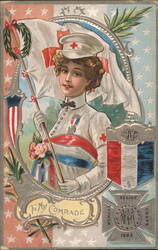 Woman in Red Cross Uniform Postcard