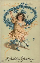 Birthday Girl with Forget-Me-Nots Postcard Postcard Postcard