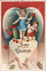 I Want to Die Poor - Cherubic Valentine with Hearts Ellen Clapsaddle Postcard Postcard Postcard