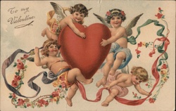 Cherubs with Heart, Valentine's Day Postcard - Bolton Landing, NY Postcard