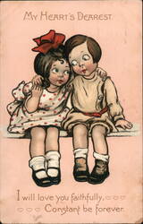 My Heart's Dearest: Children, Valentine's Day, Embracing Postcard Postcard Postcard