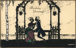 Silhouette Couple Birthday Greeting Postcard Postcard