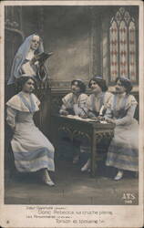 French Nun Reads to Schoolgirls, Vintage Postcard Religious Postcard Postcard