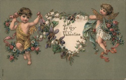 Cherubic Valentine's Greeting with Two Cupids Postcard