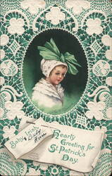 Baby Irish Girl with Green Bow, St. Patrick's Day Greeting Postcard