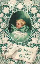 Baby in Green for St. Patrick's Day - Embossed Postcard Postcard