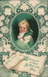 Baby Irish St. Patrick's Day Postcard, Embossed Lace Border Postcard